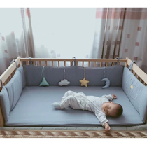 Beech crib splicing big bed multifunctional newborn bed non-lacquered bbbed solid wood simple baby bed bed