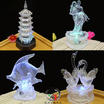Colorful acrylic Pagoda Hotel dishes decoration plate SAB decoration glowing fiber ice sculpture lamp creative plate decoration