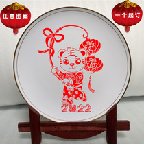 Decorative plate custom photo 12 inch bone porcelain gold side Chinese living room art ornaments diy wall plate souvenir