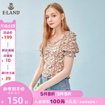 Eland2020 new summer fresh floral short shirt with bubble sleeve women's eebwa66q4i