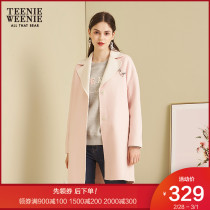 Teenie weenie bear spring women's Lapel medium length woolen coat fashion ttjw71191q