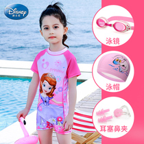 Disney children's swimsuits for girls, big children's one piece sun protection swimsuits for girls, little princess's lovely swimsuits