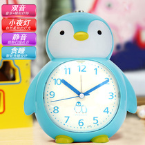 Nordic creative cartoon penguin children students voice talking alarm clock bedroom bedside mute luminous electronic clock