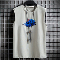 Summer men's sleeveless vest T-shirt fashion brand personality trend men's fitness sports loose waistcoat