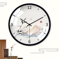 TQJ silent wall clock Chinese style living room home fashion metal clock Wall new Chinese Zen quartz clock