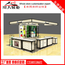 Custom skin care products display cabinet Shopping mall multi-point package column design custom wood grain display cabinet creative double-sided
