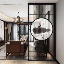 New Chinese style solid wood screen partition wall living room home entrance decoration hotel entrance barrier barrier barrier Zen fence