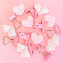 Girl heart series file clip metal plastic long tail clip photo hand account tool small bill holder phoenix tail clip