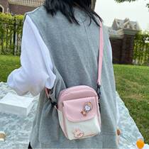 Messenger Small Bag Female 2023 Japanese Vertical Oxford Canvas Mobile Phone Bag Solid Color Versatile Cute Mini Coin Bag