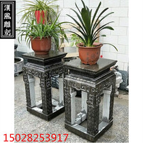 Stone carving bonsai table stone base stone clause stone carving flower stand for table stone carving blue stone flower stand flowerpot seat