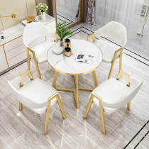 Light luxury negotiation table and chair combination cafe milk tea shop reception leisure Nordic marble simple round dining table