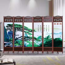 Chinese solid wood screen folding partition Living room Hotel office mobile background wall Modern simple occlusion entrance