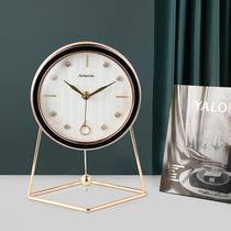Light luxury metal clock home living room bedroom Silent desktop clock Nordic creative art desktop ornaments table clock