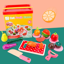 Cutable fruit childrens toys wooden magnetic fruit and vegetable cutting music girl play house kitchen toy boy