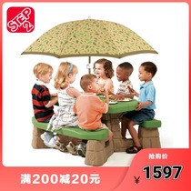 US imported STEP2 Children six people picnic game table function table and chair combination set set outdoor eating