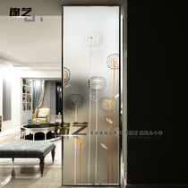 Customized tempered frosted transparent double-sided modern light luxury art glass living room porch partition wall screen shoe cabinet