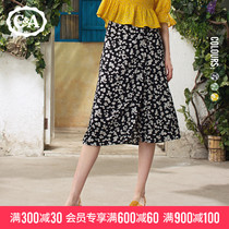 C&A floral French skirt A-line skirt ladies mid-length skirt 2020 summer midi skirt CA200227832