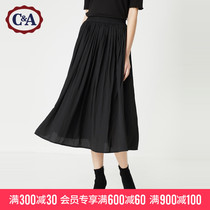 C&A elastic waist solid color A-line skirt ladies 2020 summer new chiffon skirt CA200227834-H0