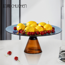 Light luxury color glass fruit plate simple modern living room dining room coffee table storage candy European decorative ornaments