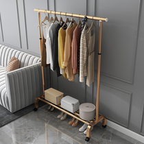 Hanging clothes rack for floor bedroom simple single pole multifunctional lifting mobile drying rack Net red light luxury coat rack