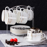 Coffee memory European ceramic cup coffee cup set simple coffee cup 6-Piece household small luxury coffee cup dish spoon