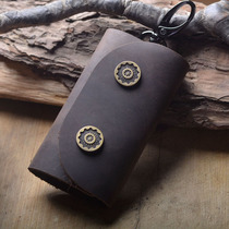 Handmade Genuine Leather Cow Leather Key Bag Head Layer Cow Leather Retro Art Key Bag Men And Women Style Lock Spoon Bag Waist Hanging Personality