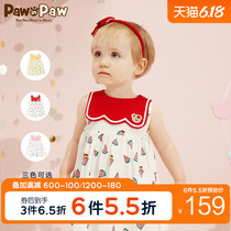 Pawinpaw cartoon cub children's wear 2020 new summer baby girl sleeveless dress tank top skirt watermelon banana