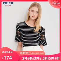 Prich bottoming blouse women's top summer new Korean five sleeve stripe T-shirt women's prlw92401q