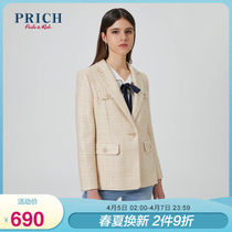 Prich2020 spring new top women's one button fit Plaid suit prjka11121q