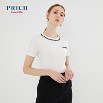 Prich2020 autumn new pure cotton loose white workplace versatile temperament T-shirt prlwa3720q