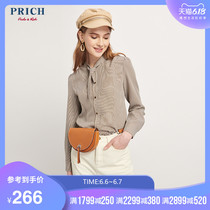 Prich spring new square collar commuter elegant Plaid ladies shirt prba91112q