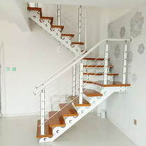 Stairs double beam staircase Villa home loft duplex staircase European staircase custom stair finished indoor solid wood
