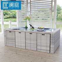  Outdoor garden table and chair combination Villa courtyard terrace sunscreen waterproof simple bed and breakfast leisure outdoor rattan table and chair