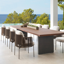 Outdoor Terrace High-end Stainless Steel Vines Chair Outdoor Villa Courtyard Outdoor Garden Outdoor Garden Embalming Solid Wood Rattan Table and chairs Composition