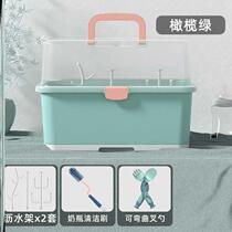 Milk bottle storage box drain rack storage box milk bottle rack baby tableware storage rack for children portable storage