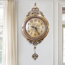 Living room home wall clock creative decorative clock American metal clock European mute simple modern quartz clock Wall