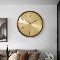 Table round Chinese solid wood wall clock simple atmospheric wall clock Chinese style home modern living room silent clock