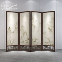New Chinese screen partition living room entrance bedroom shielding office solid wood modern landscape folding movement