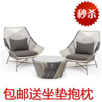 Outdoor Rattan waterproof sunscreen for sunscreen Balcony Fujii Chair Tea Table Three Sets Nets Red Single Casual Outdoor Sofa