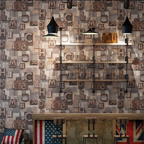Stereo retro wood grain letter wallpaper industrial style restaurant clothing store barber shop KTV bar background wallpaper