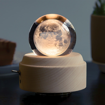 Diy crystal ball moon music box rotating music box nightlight creative send female friends new year gift