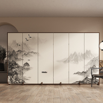 New Chinese screen partition living room folding mobile office meeting living room hotel simple modern sofa background wall