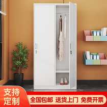 Steel locker with lock 2 doors two doors storage iron gym change wardrobe dormitory staff hanging clothes storage cabinet