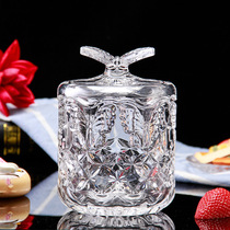 CASART export high grade crystal glass storage jar butterfly handle bump texture jewelry box storage box sugar jar