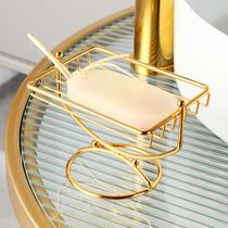 Bathroom soap box soap box creative drain toilet soap shelf punch-free personality gold light luxury wind