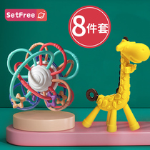Baby teether toy Manhattan hand grab ball Silicone banana Deer bottle bite glue soft boiled molar stick