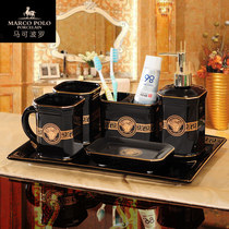 European style brush Cup mouthwash cup holder couple ceramic home bathroom water cup creative Tank Black bathroom five set