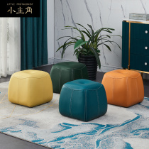 Light extravagant genuine leather swapped shoes stool short stool sofa stool pedalling home door creative leather stool extremely minimalist modern Nordic stools