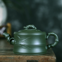 Yixing purple clay pot original mine handmade collection of green mud bamboo section pot 260 ml