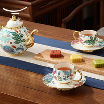 National porcelain Yongfengyuan Mid-Autumn Festival Li Happy Garden 19 tea Curry living room household ceramic tea cup saucer gift wooden frame